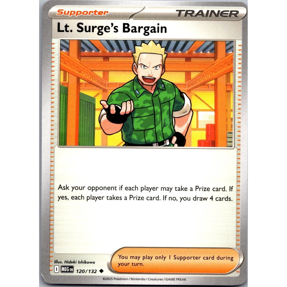 Pokemon Lt. Surge's Bargain Uncommon ME01 Mega Evolution 120/132 Trainer Card
